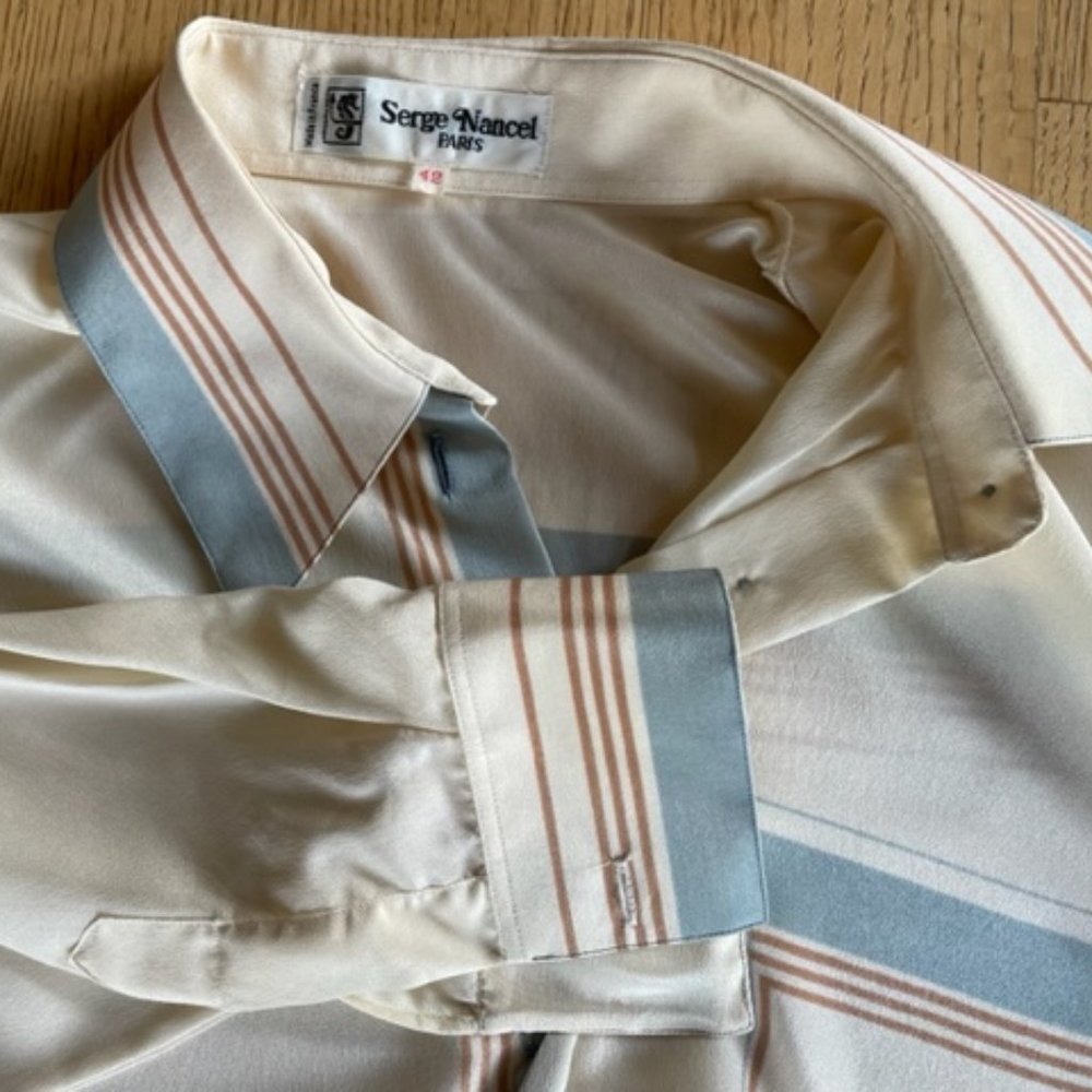 Vtg. SERGE NANCEL PARIS BLOUSE Long Sleeve, Button Down SIZE 42 Unique Graphics - Picture 9 of 9